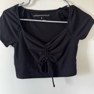 Aeropostale Black Ruched Crop Top